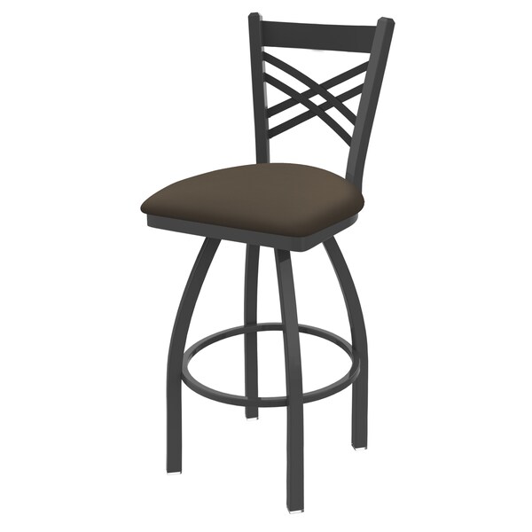 25" Swivel Counter Stool, Pewter Finish, Canter Earth Seat